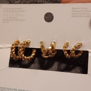 H&M 3pk small gold hoop earrings